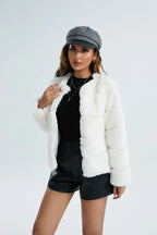 Blush Pink Faux Fox Fur Paneled Jacket - View 11 | TEVQA