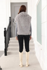 Oversized Lapel Faux Fur Vest - View 9 | TEVQA