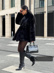 Vail Après-Ski Mid-Length Faux Fox Fur Coat - TEVQA