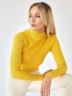 Soft Ribbed Mock Neck Sweater - View 24 | TEVQA