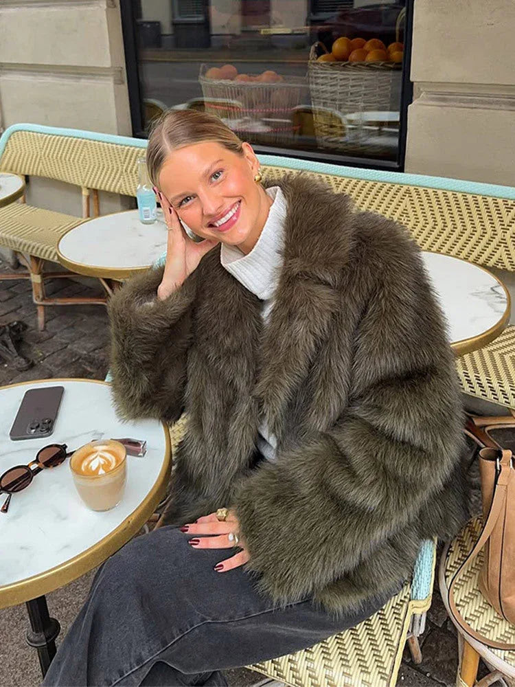 Luxe Dark Olive Plush Faux Fur Jacket - TEVQA