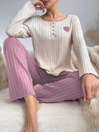 Ribbed lounge set with heart patch - View 18 | TEVQA