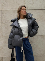 Urban Chic Oversized Hooded Puffer Jacket - TEVQA
