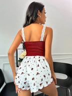 Lace Trim Cami and Floral Shorts Set - View 6 | TEVQA
