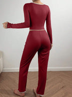 Ribbed knit pajama set - View 17 | TEVQA