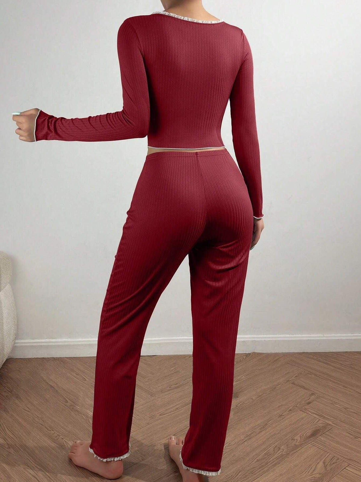 Ribbed knit pajama set - View 17 | TEVQA