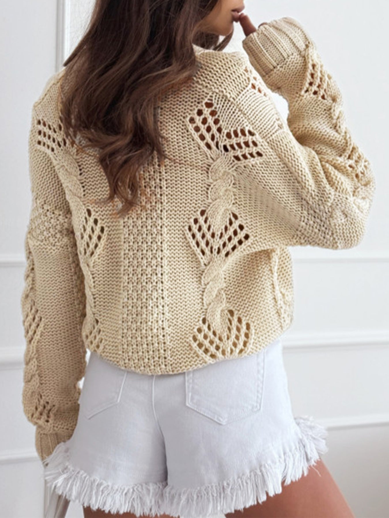 Romantic Hollow Out Cable Knit Cardigan