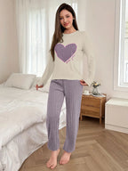 Coquette Heart Patch Colorblock Lounge Set - View 19 | TEVQA