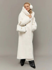 Aspen Snow Long Hooded Faux Mink Coat - TEVQA