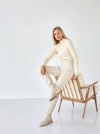 Soft Ribbed Mock Neck Sweater - View 6 | TEVQA