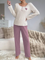 Ribbed lounge set with heart patch - View 15 | TEVQA