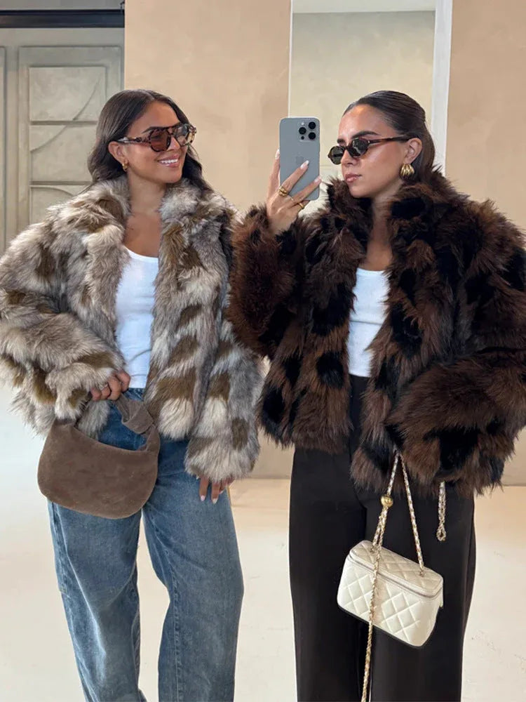 Wild Luxury Spotted Faux Fur Cropped Jacket - TEVQA