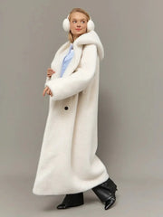 Aspen Snow Long Hooded Faux Mink Coat - TEVQA