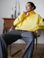 Oversized Ribbed Knit Turtleneck Sweater - View 25 | TEVQA