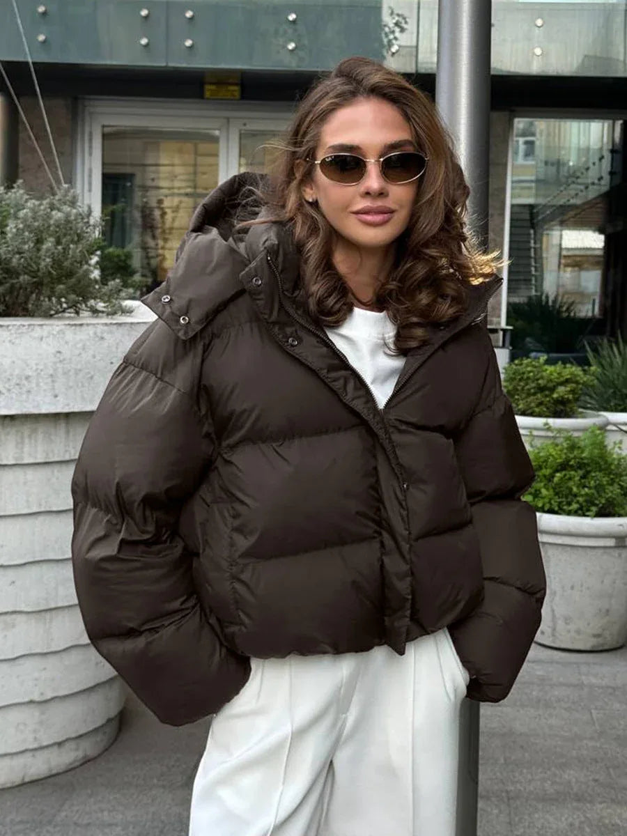 Short hooded puffer jacket - View 11 | TEVQA