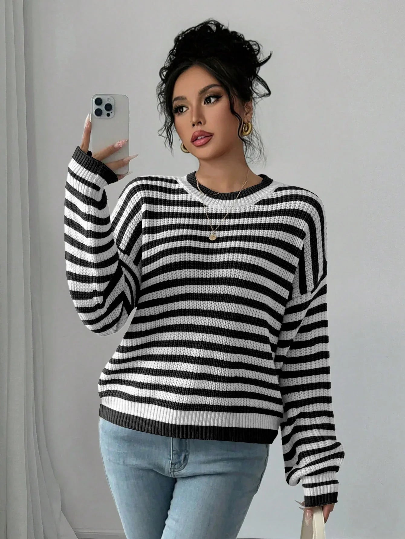Coastal Breeze Striped Knit Sweater - View 9 | TEVQA