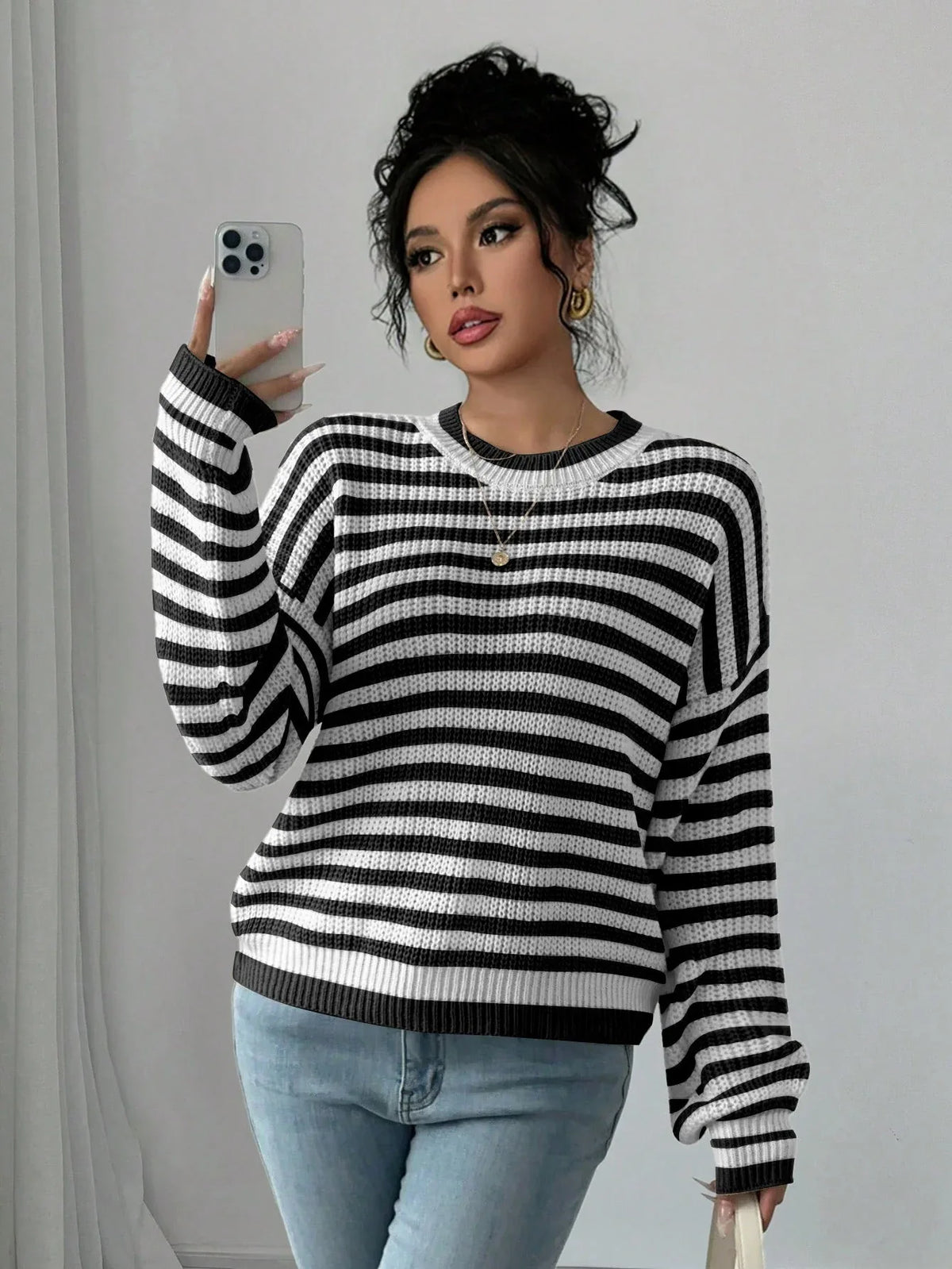 Coastal Breeze Striped Knit Sweater - View 9 | TEVQA