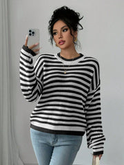 Coastal Breeze Striped Knit Sweater - View 9 | TEVQA