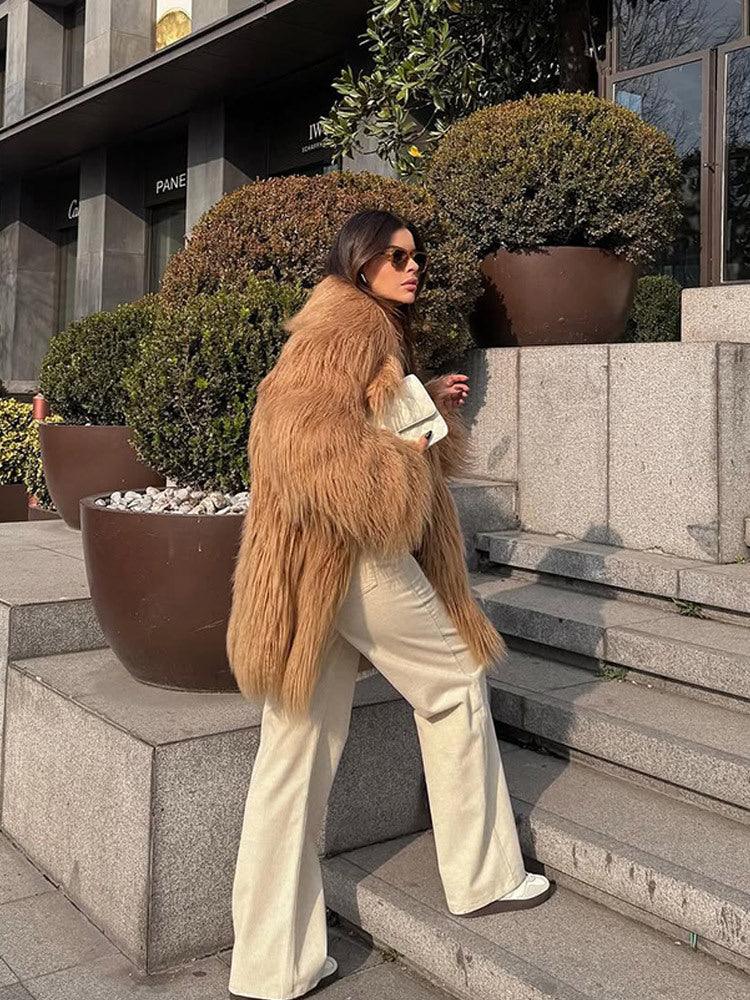 Shaggy Faux Fur Coat - View 8 | TEVQA