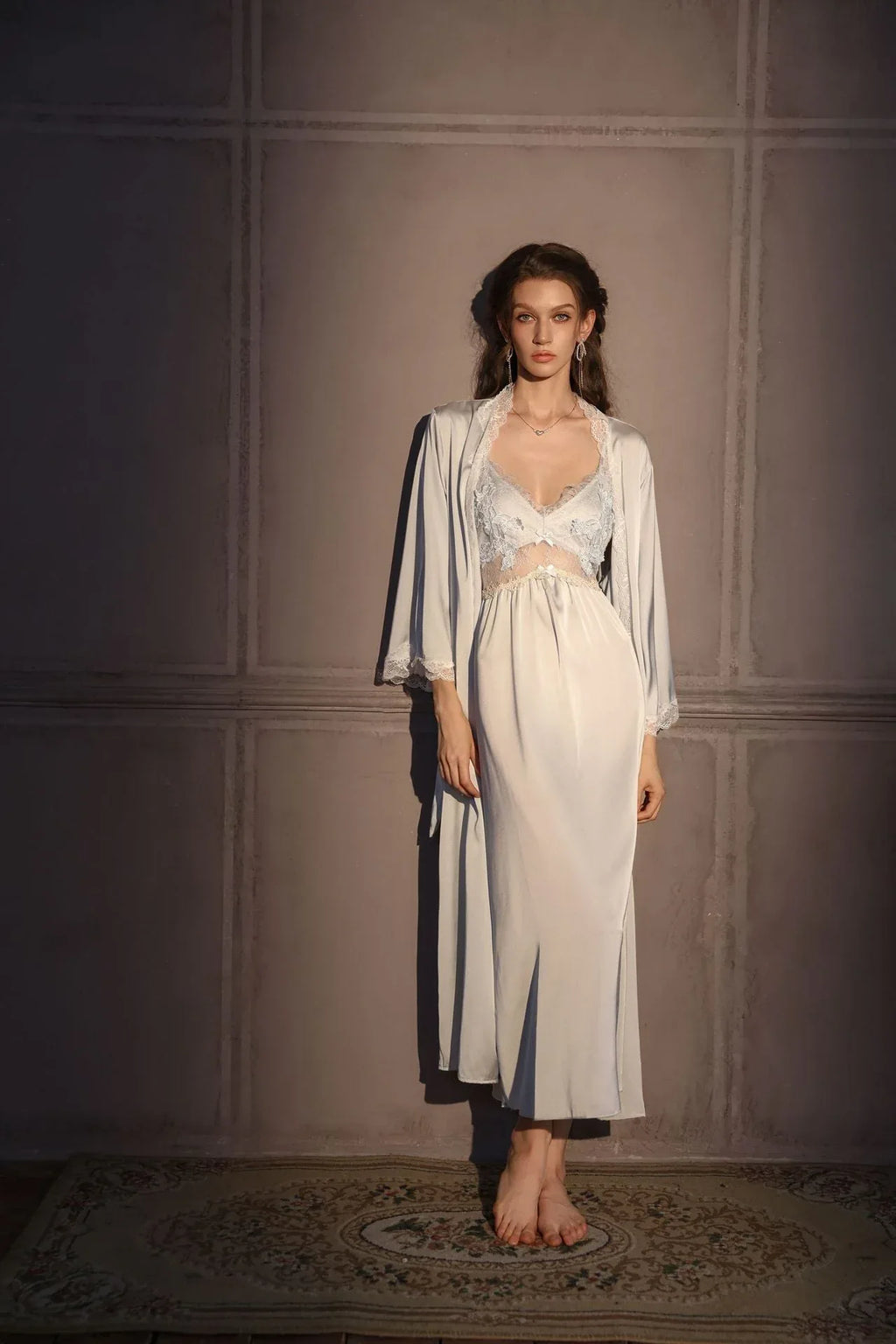 Satin Lace Trim Slip Dress - View 11 | TEVQA