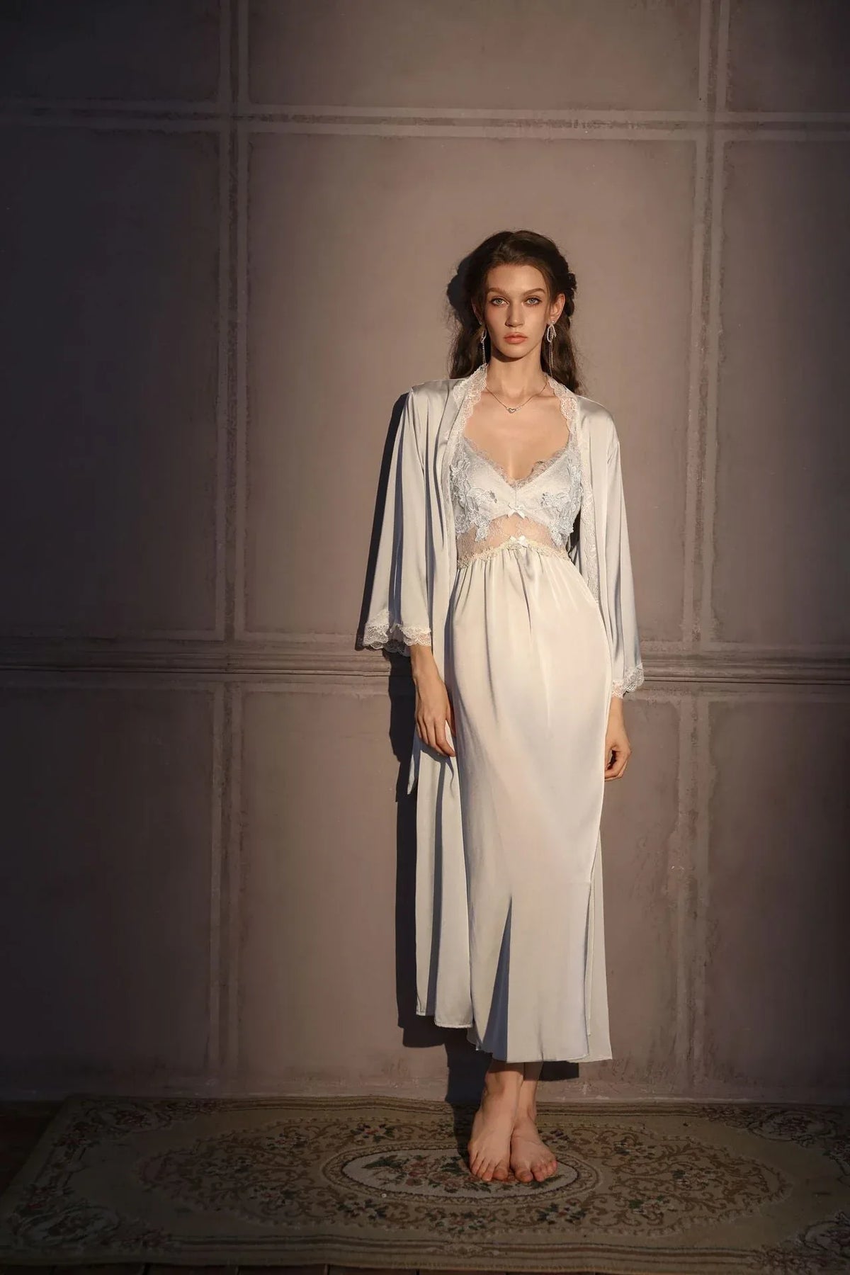 Satin Lace Trim Slip Dress - View 11 | TEVQA