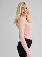 Soft Ribbed Mock Neck Sweater - View 18 | TEVQA