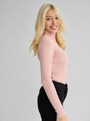 Essential Soft Ribbed Mock Neck Sweater - TEVQA
