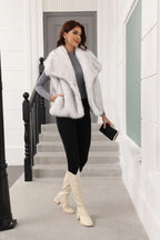 Oversized Lapel Faux Fur Vest - View 19 | TEVQA