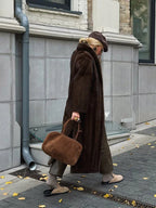Vintage Chocolate Sheared Faux Mink Maxi Coat - TEVQA
