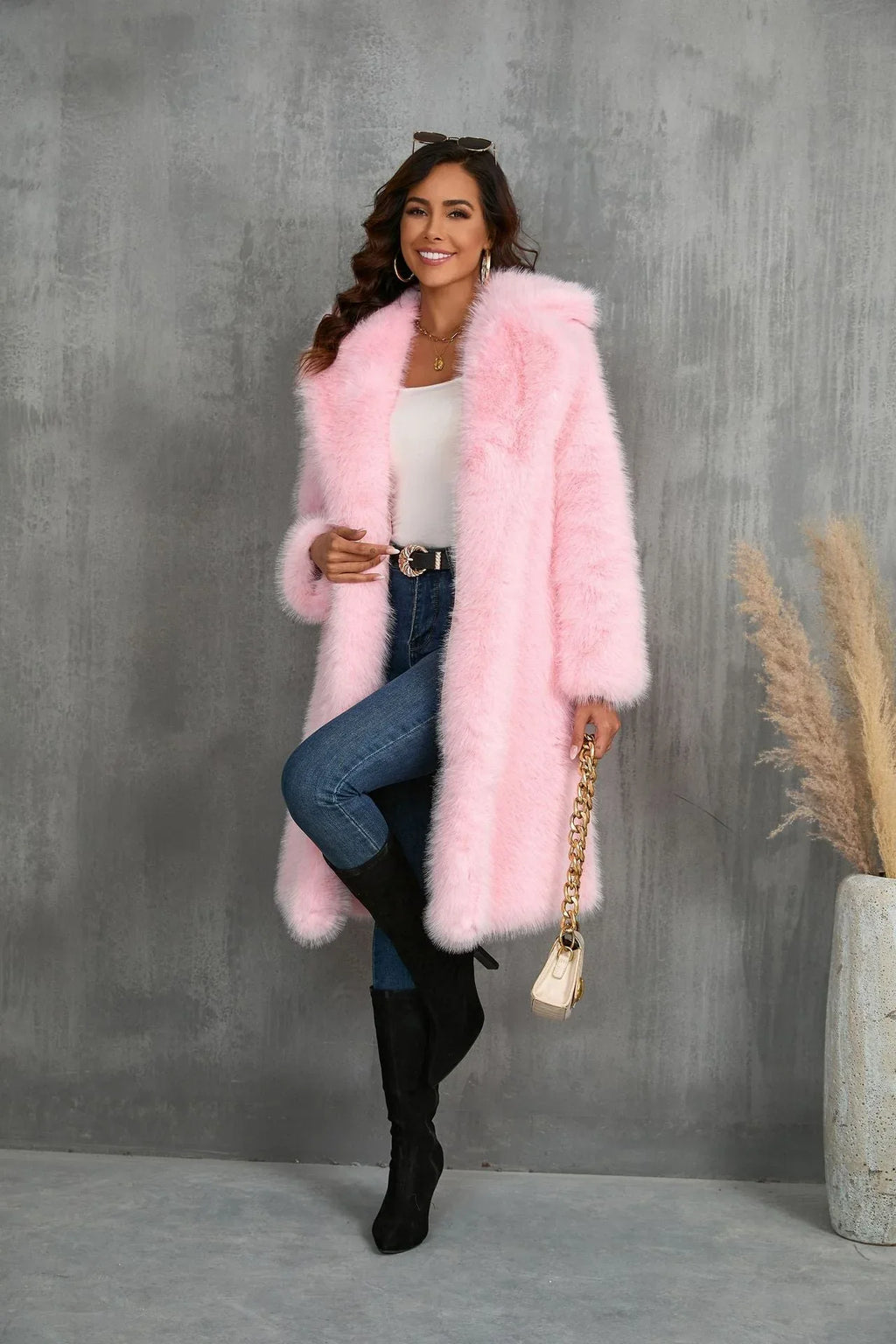 Amethyst Royal Plush Faux Fur Coat - View 12 | TEVQA