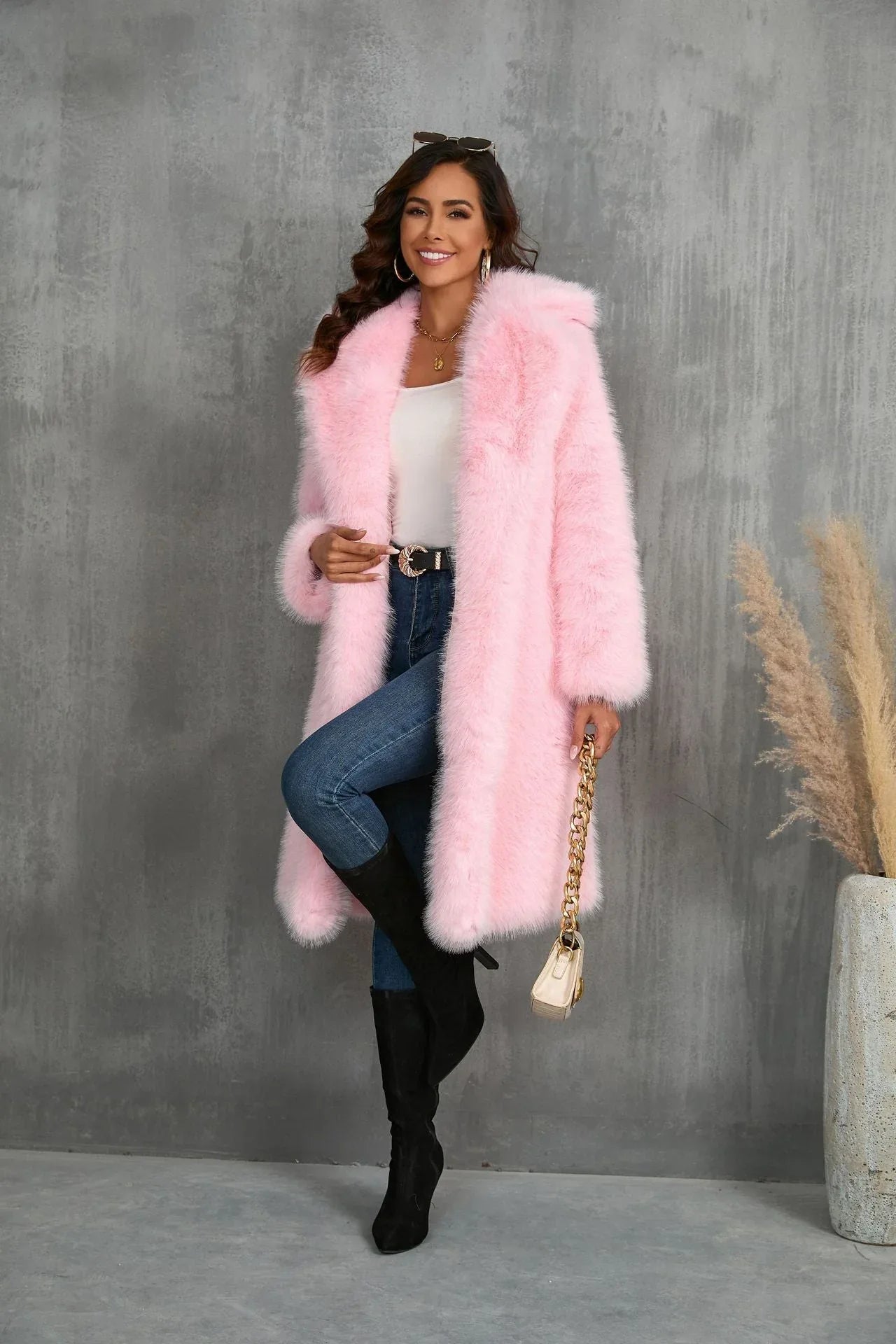 Amethyst Royal Plush Faux Fur Coat - View 12 | TEVQA