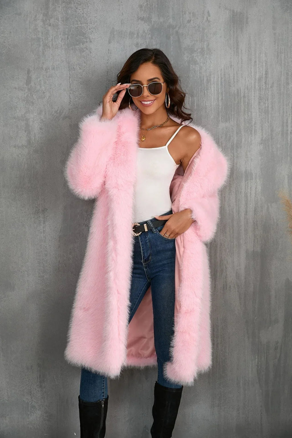 Amethyst Royal Plush Faux Fur Coat - View 10 | TEVQA
