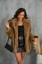 Faux Fur Lapel Coat - View 10 | TEVQA