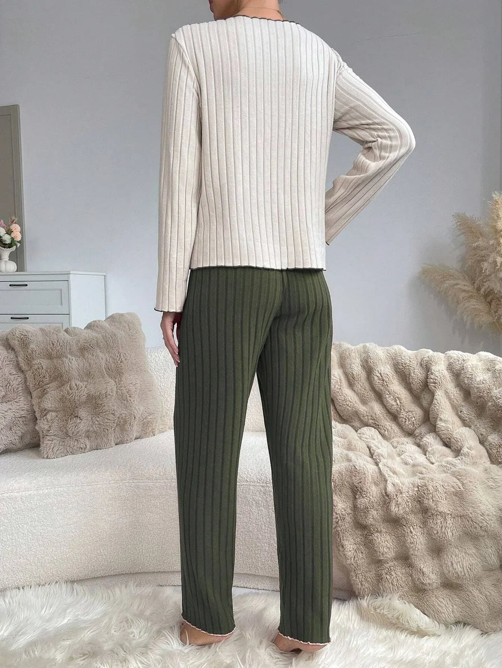 Ribbed lounge set with heart patch - View 20 | TEVQA