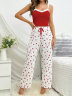 Ribbed Cami & Floral Wide Leg Pajama Set - View 11 | TEVQA