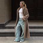 Vintage Mink Texture Faux Fur Long Coat - TEVQA