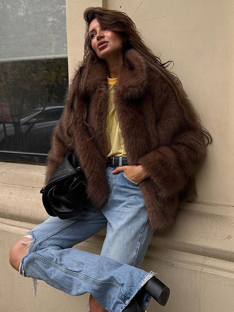 Faux Fur Lapel Jacket - View 8 | TEVQA