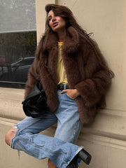 Faux Fur Lapel Jacket - View 8 | TEVQA