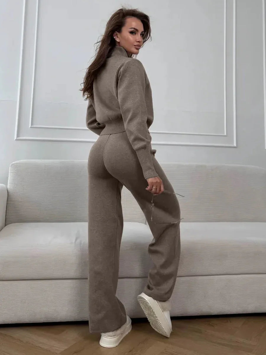Elevated Double-Zip Knit Set - View 18 | TEVQA