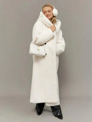 Aspen Snow Long Hooded Faux Mink Coat - TEVQA