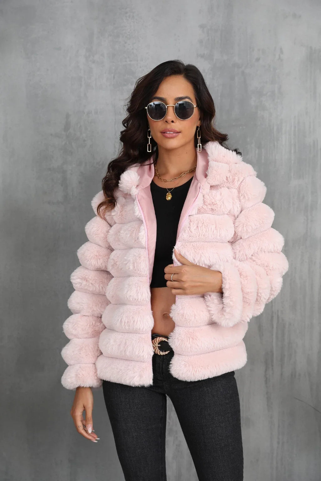 Raven Luxe Hooded Faux Fur Jacket - View 10 | TEVQA