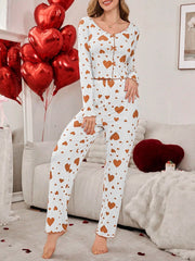 Coquette Bold Heart Print Ribbed Pajama Set