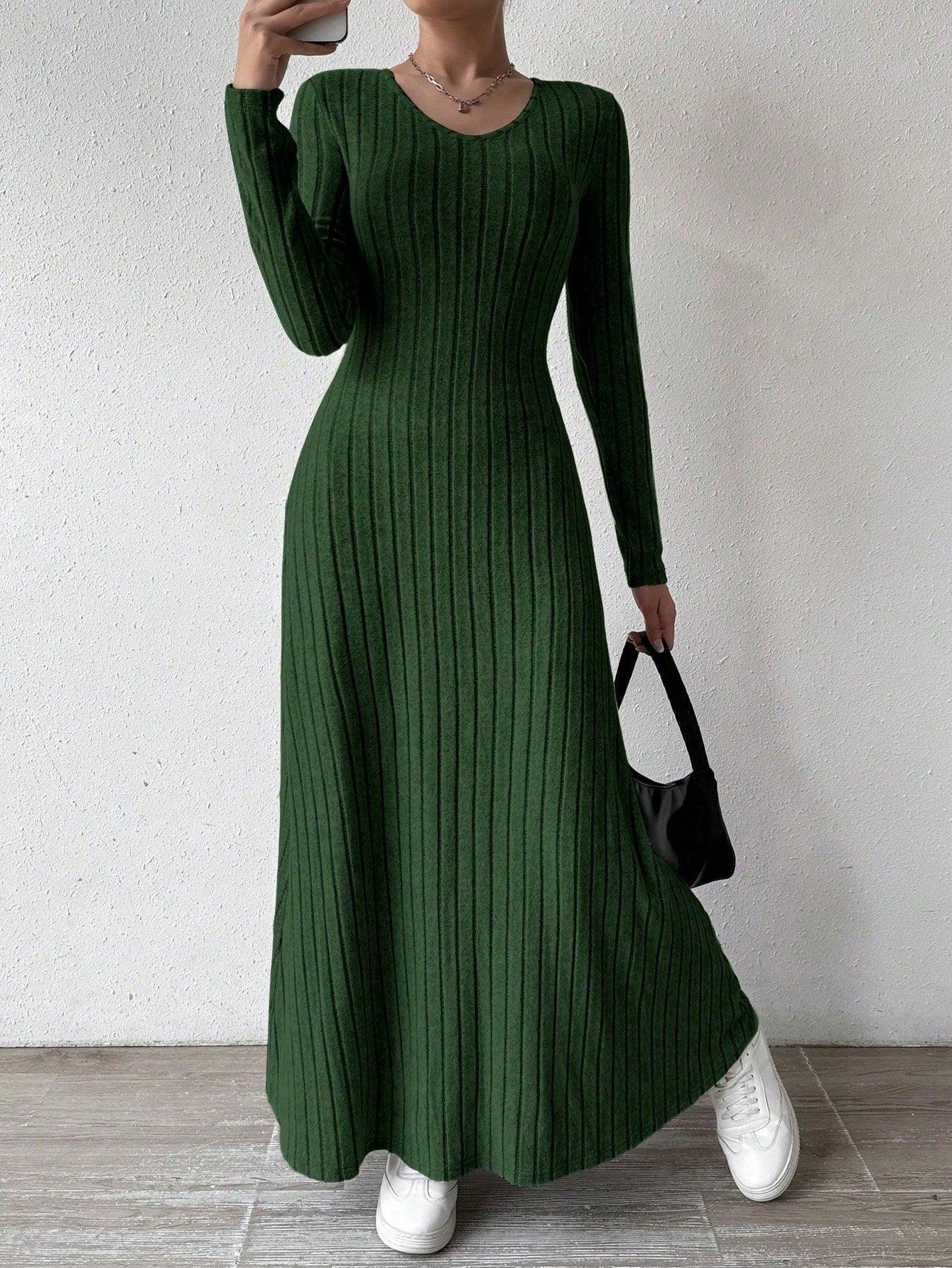 Ribbed Knit Maxi Dress - View 8 | TEVQA