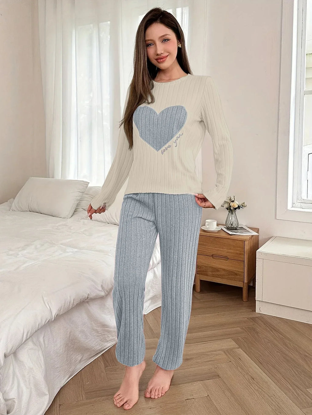 Coquette Heart Patch Colorblock Lounge Set - View 14 | TEVQA