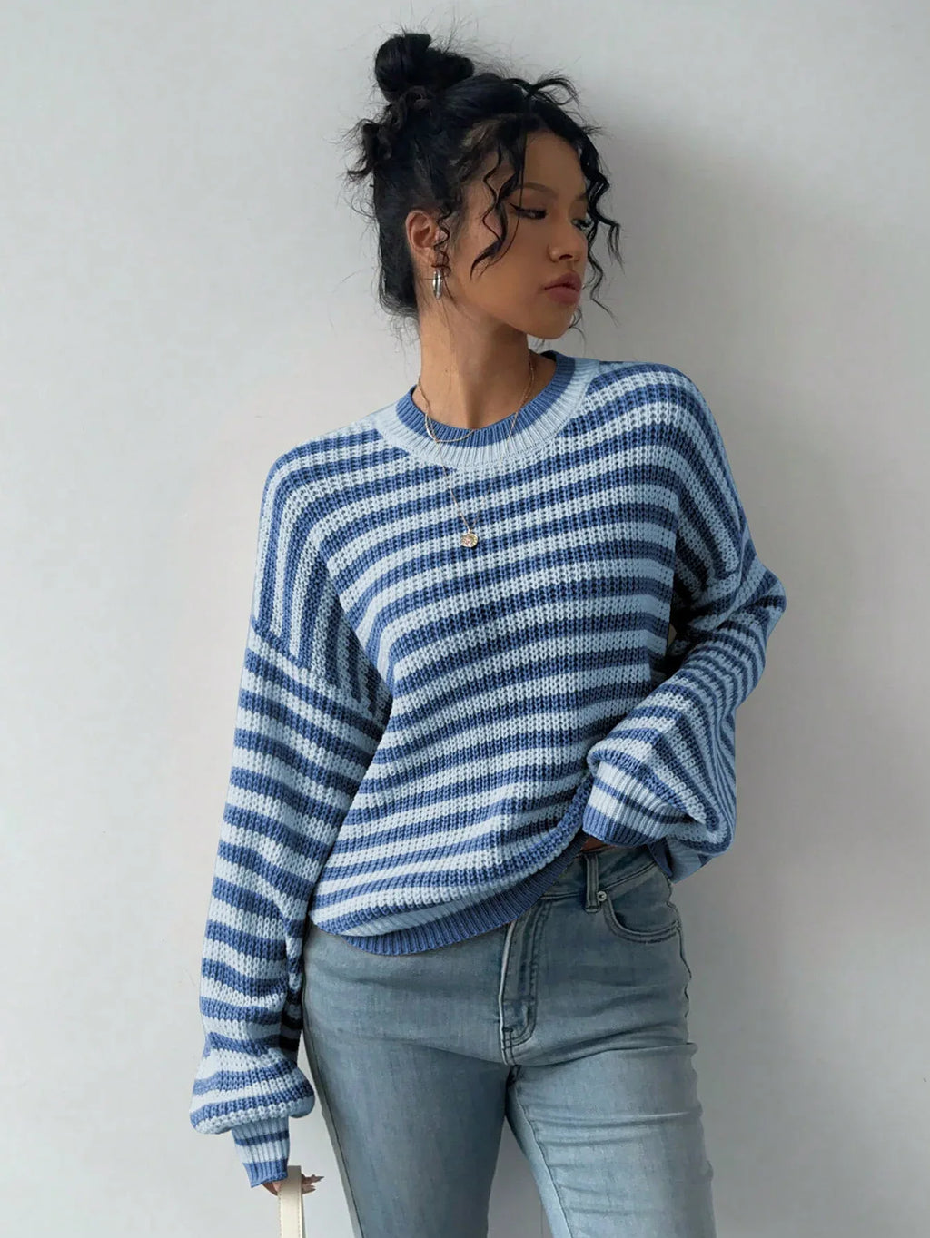 Coastal Breeze Striped Knit Sweater - View 6 | TEVQA