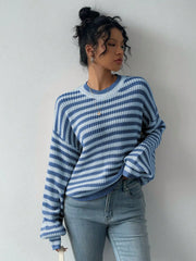 Coastal Breeze Striped Knit Sweater - View 6 | TEVQA