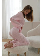 Coquette Aesthetic Pink Eyelet Lounge Set - TEVQA
