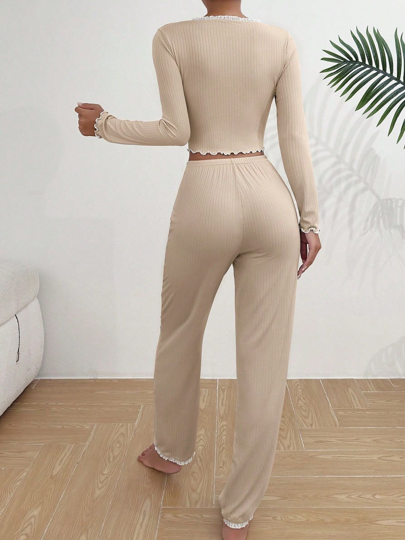 Baby Blue Ribbed Knit Pajama Set