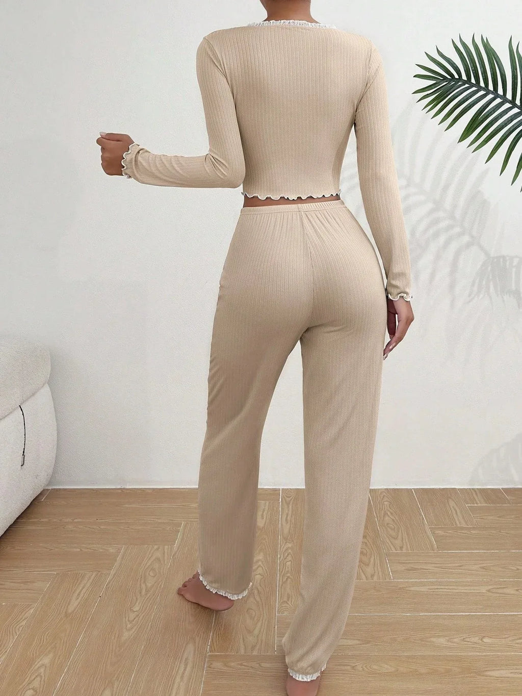 Ribbed knit pajama set - View 25 | TEVQA