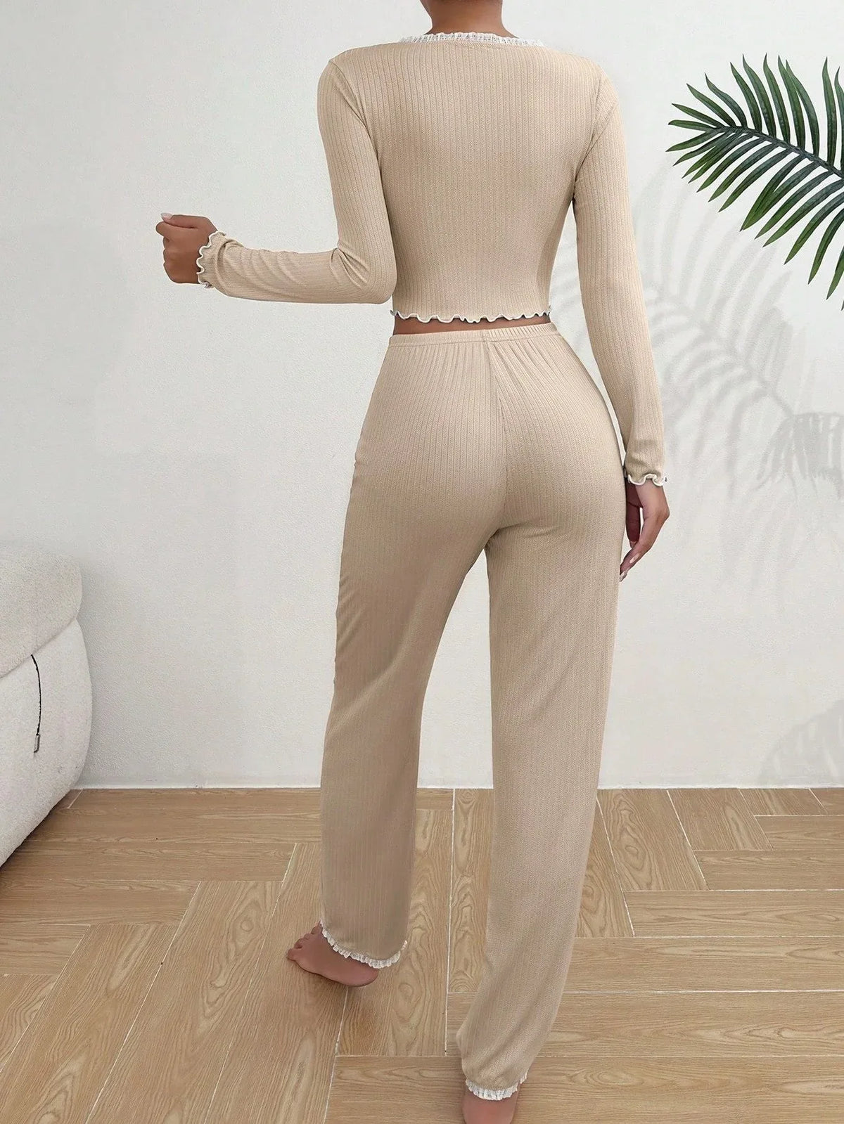Ribbed knit pajama set - View 25 | TEVQA